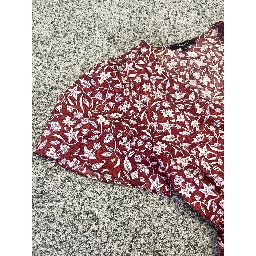 Madewell Red Floral Mini Dress 100% Cotton - Picture 5 of 15